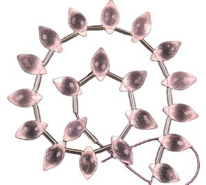 Cuentas briolette de lujo facetadas de cuarzo rosa natural de 20 piezas de calidad del fabricante al por mayor para la fabricación de joyas - Product Image 1