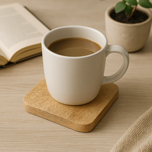 AK Dessous de verre carré en bois de haute qualité en laiton de couleur bois naturel Lot de 4 pour vaisselle/ustensiles de cuisine - Product Image 1