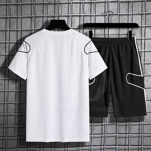 Best Selling Custom Logo Solid Eco-Friendly Breathable Men's Summer T-Shirt & <b>Shorts</b> <b>Sets</b> - Product Image 2