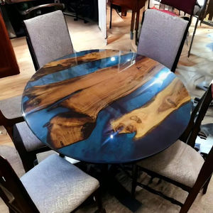 RIVER HANDCRAFT TABLE RONDE EN RÉSINE EPOXY POUR SALLE À MANGER Meubles Table de rivière en bois et résine pour la maison et le bureau - Product Image 1