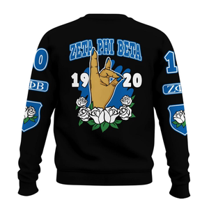 Sudadera Azul con Cuello Redondo de la Hermandad Zeta Phi Beta 1920, Bordado con Letras Griegas para Mujer - Product Image 2