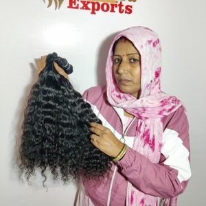 100% Machine Double Trame Naturel Doux Bouclés Cuticule Aligné Noir Vierge Indien Temple Extensions de Cheveux Humains - Product Image 6