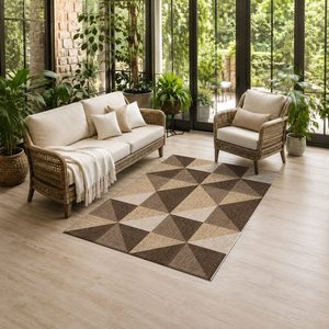 Tapis de salon en chenille antidérapant, imprimé numériquement, lavable en machine, beige et marron, style moderne et vintage, vente en gros, modèle LXDP-0690 - Product Image 6