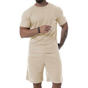 Wholesale Plus Size Men's Custom Logo Breathable Quick Dry Sport Clothes <b>Suits</b> Summer Solid 2-Piece Cotton <b>T</b>-<b>shirt</b> Short Sets - Product Image 4