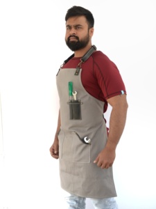 High Quality Custom Unisex Comfortable Leather Strap Washed Cotton Canvas Tool <b>Work</b> Kitchen Cooking Baking Chef <b>Aprons</b> - Product Image 4