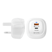 Havin – nouveaux produits prise britannique Portable PD 20W Charge rapide 2 en 1 USB type-c adaptateur mural de téléphone Portable pour Iphone ordinateur Portable