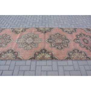 Tapis en laine turque vintage 36x93ft Orange & Vert Patchwork Tapis de salon tissé à plat avec support en latex pour décorations - Product Image 3