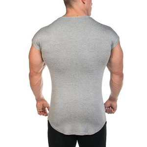 Gym Wholesale fitness t <b>shirt</b> for <b>men</b> custom logo fitness <b>men's</b> t-<b>shirts</b> curved hem muscle fit workout t-<b>shirt</b> - Product Image 3