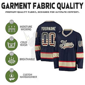 Camiseta de hockey sobre hielo personalizada Premium, tela de poliéster de alta calidad, impresión por sublimación gratuita, logotipo bordado, equipo transpirable - Product Image 3