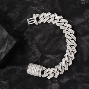 Bijoux Hip Hop moissanite diamant Bracelet à maillons cubains pour hommes Bracelet cubain en diamant glacé 12MM plaqué argent 18 carats - Product Image 2