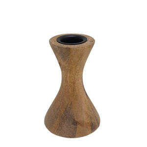 Lot de 3 bougeoirs en fer et bois couleur naturelle et noire support de lumière en T de grande taille pour la décoration de la maison et de la table - Product Image 3