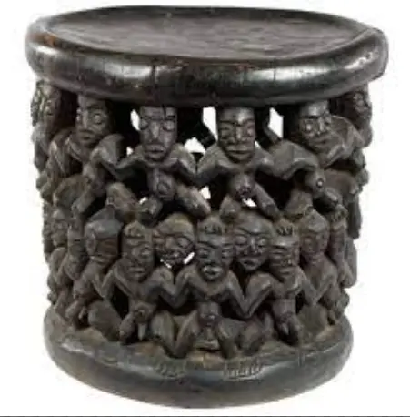 Bamileke Antieke Afrikaanse Sculpturen & Beelden//Vintage Afrikaanse Kruk Gesneden Hout Bamileke Kameroen West Afrika 20TH Eeuw Koop