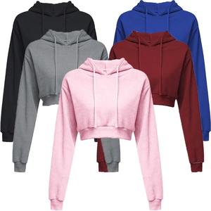Nueva moda mujer Sudadera con capucha abrigo superior corto deporte pulóver con capucha Tops mujer Otoño Invierno ropa Crop Top Sudadera con capucha - Product Image 1