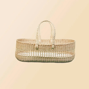 ตะกร้าหญ้าทะเลสานด้วยมือธรรมชาติสำหรับเด็กเปลนอนทารกแรกเกิดเป็นมิตรกับสิ่งแวดล้อมหรูหราพร้อมซับผ้าฝ้ายนุ่มและมือจับทนทาน - Product Image 6