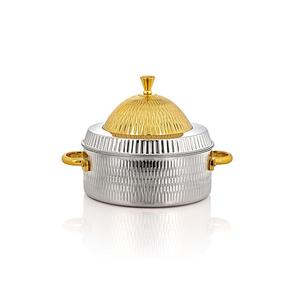 Stainless Steel <b>Food</b> Serving Hot Pot With Handles Finest Quality <b>Gold</b> And Silver <b>Color</b> Casserole Pot For Sale - Product Image 2