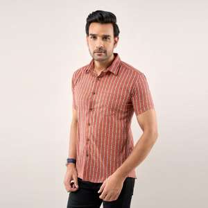 Camisa informal a rayas marrón para hombre, tela de popelina antiarrugas con cuello abotonado, ajuste Regular, talla 6XL para las estaciones de verano y otoño - Product Image 2