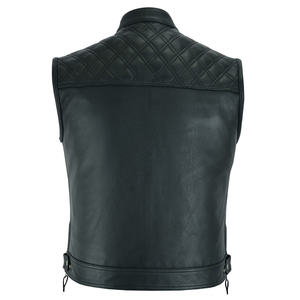 Gilet de moto de haute qualité sur mesure pour hommes grande taille en cuir de vachette avec logo durable gilet d'hiver en gros - Product Image 2