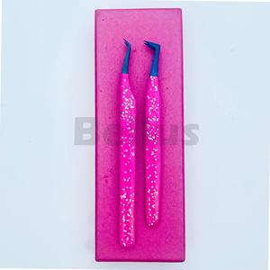 Top Deal Embalaje personalizado Etiqueta privada Pinzas de extensión de pestañas con puntas de fibra puntiagudas sostenibles - Product Image 3