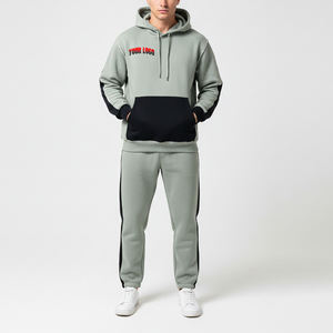 Conjunto de 2 piezas OEM/ODM para hombre, de gran tamaño Sudadera con capucha, pantalones, ropa informal de invierno, pulóver, chándal, ajuste Regular, hombros caídos, doble sólido - Product Image 1