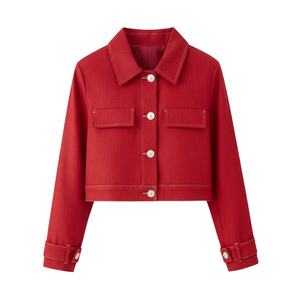 Chaqueta Corta de Mujer para Otoño 2026, Nueva Moda, Transpirable, con Botones y Costuras en Contraste de Color, Manga Larga - Product Image 1