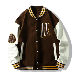 Premium Venta caliente manga de cuero Chenille parches en relieve botón Arriba hombres Varsity chaqueta - Product Image 4