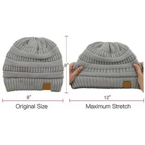 Solid Color Unisex Beanie <b>Hat</b> with 3D Embroidery and Bows Jacquard Knit Warm <b>Winter</b> Beanie for <b>Men</b> Women Beach Use - Product Image 3