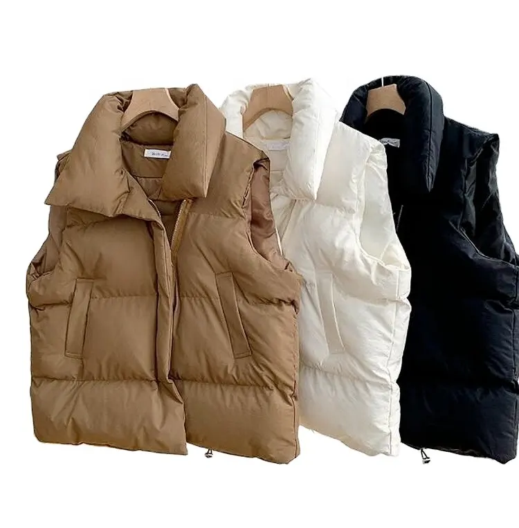 Billig Herbst Winter Frauen Kleidung Mantel Puffer ärmellose Jacke schwarze Farbe neue Frauen Puffer Weste