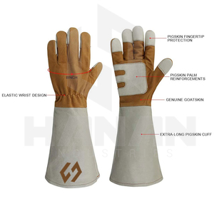 Guantes DE SEGURIDAD personalizados flexibles de cuero dividido MIG de cuero de vaca de grano superior, guantes de seguridad con forro de algodón reforzado para el pulgar de la palma - Product Image 3