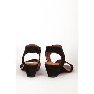 Sandali quotidiani con tacco zeppa ortopedico da donna vera pelle 7016 scamosciata Beige