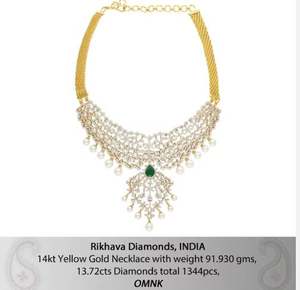 Qualité assurée prix imbattable collier de diamants en or jaune 14kt pour les cérémonies de fiançailles collier de prix imbattable - Product Image 3