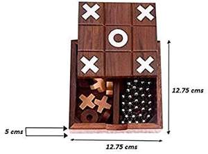 Juego de Mesa de Tres en Raya de Madera Premium con Caja de Almacenamiento para Niños, Adultos y Familia, Juego de Estrategia Clásico para Interiores - Product Image 3