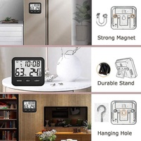 Termómetro Higrómetro Digital para Interiores con Pantalla LCD, Monitor de Temperatura y Humedad con Reloj Despertador para Hogar, Oficina, Habitación, Cuarto de Bebé