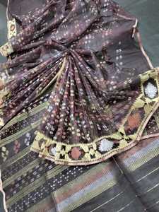 Nuevo Deshi Dhakai Jamdani Sharee Calidad de exportación para mujeres TELA JAMDANI ROJO Azul VERDE Dorado Azul cielo de Bangladesh - Product Image 2