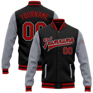 Vente en gros dans l'industrie directe Blouson bombardier noir Kelly vert-rouge décontracté d'hiver personnalisé veste bicolore Letterman Varsity à snap complet - Product Image 5