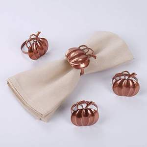 Rond de serviette en cuivre rectangle Type Forme cuivre Porte-serviettes anneau Design de luxe table à dîner décorative - Product Image 6