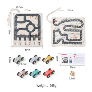 Alfombrilla de juego de lona educativa para niños, juego de juegos de mesa de interacción familiar con coches de juguete de madera y dados, juguete de mesa - Product Image 6
