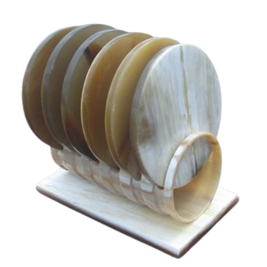 White Color <b>Table</b> Top Horn Coaster Sets of 4 Round Shape Home Hotel Wedding Party Other <b>Occasion</b> Horn Stone Coasters - Product Image 6