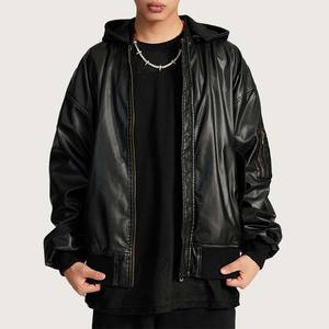 Veste de motard en cuir noir pour hommes avec poches supplémentaires et ceintures Veste de motard tendance - Product Image 1