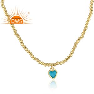 Collar con colgante de diseño de corazón esmaltado azul chapado en oro de 18 quilates de plata de ley superventas, fabricante de joyería fina Demi - Product Image 3