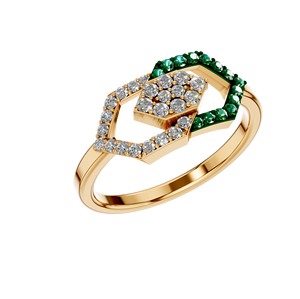 Bague Femme en Or Massif 14k Diamant de Laboratoire Synthétique Emeraude Forme Hexagone Design Géométrique Moderne Rhodium Fiançailles Mariages IGI - Product Image 6