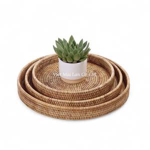 Plateau en rotin naturel tissé à la main pour la maison, idéal pour servir des aliments, des boissons et des collations, en provenance du Vietnam - Product Image 2