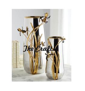 Jarrón de macetas de aluminio de Color plateado, Juego de 2 jarrones de flores de tamaño personalizado para accesorios de decoración de boda - Product Image 4