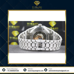 Montre de luxe en acier inoxydable de qualité supérieure, cadran saphir, diamant moissanite de clarté VVS, résistance à l'eau 3 BAR, double mouvement - Product Image 2