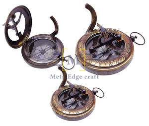 Nautical Brass <b>Magnetic</b> push <b>button</b> sundial Compass sun Handmade gift Brass Compass Antique With Shine look And Premium Case - Product Image 3