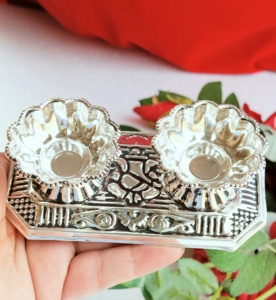 <strong>German</strong> Silver Pooja Plate Roli Chawal Platter Housewarming <strong>Gift</strong> Return <strong>Gift</strong> Indian Wedding <strong>Gift</strong> - Product Image 2