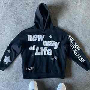 เสื้อฮู้ดโอเวอร์ไซส์สำหรับผู้ชายและผู้หญิงเสื้อผ้าถักแบบมีน้ำหนักพร้อมคุณสมบัติกันหดสำหรับผู้ชายเสื้อมีฮู้ดลายสกรีนลาย - Product Image 3