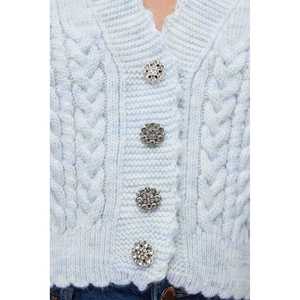 Stone Embellished Buttoned Knitted <b>Cardigan</b> - Product Image 4