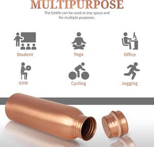 Pure Copper <b>Water</b> Yoga <b>Bottle</b> Ayurveda Health Benefits Eco-Friendly Leakproof Lid Contemporary <b>Metal</b> 650ml & 950ml - Product Image 5