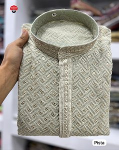 Pyjama Kurta en coton épais pour hommes avec étole Vêtements ethniques de qualité supérieure exclusifs, modernes, élégants, de belle couleur - Product Image 3