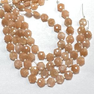 Perles en forme d'hexagone à facettes de pierre de lune de pêche, perles de fantaisie de pierres précieuses naturelles de 8MM, magasin de perles en gros - Product Image 3